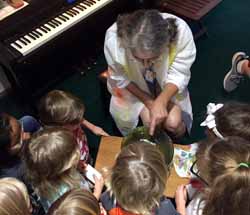 Children learning about sound vibrations